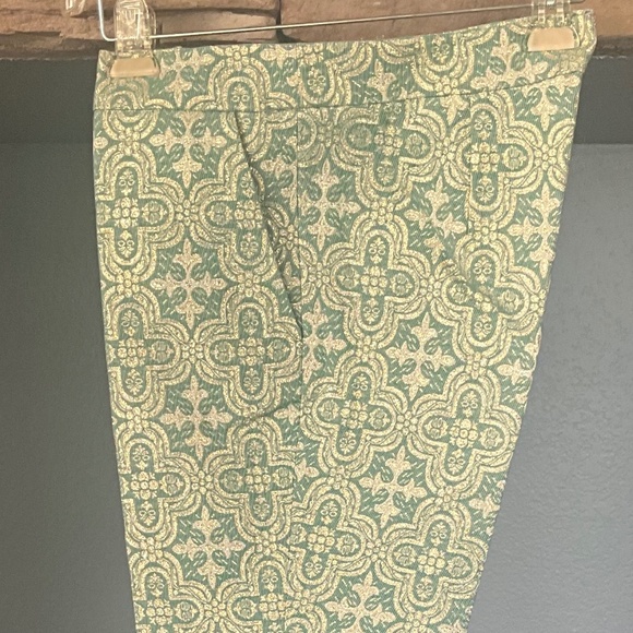 VTG NWOT Italy Brocade Metallic Cigarette Pants Party Holiday NYE Green Gold M - Picture 2 of 13
